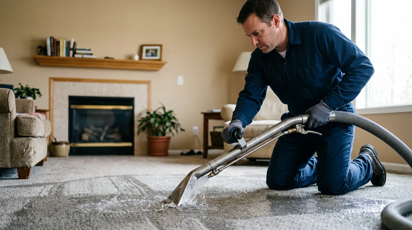 Water damage restoration technician working near Guthrie, TX